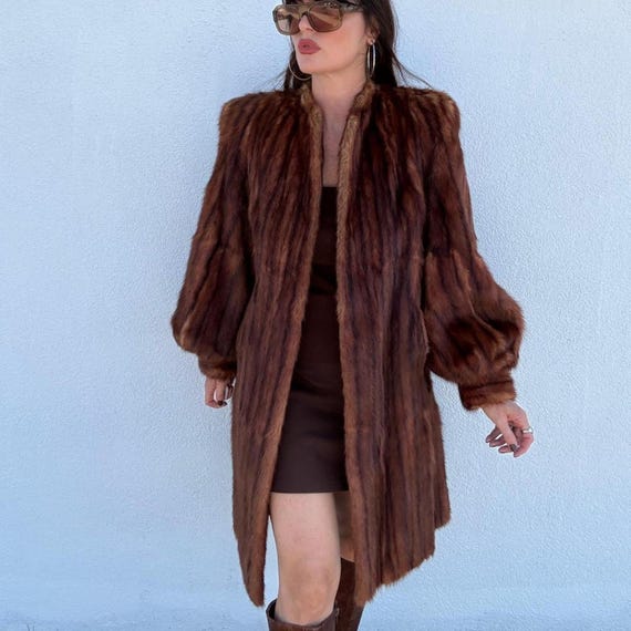 Luxury Real Brown Mink Fur Coat | Women’s Genuine Mink Long Coat | Vintage Elegant Fur Coat | Classic Winter Fur Outerwear | Gift For Her