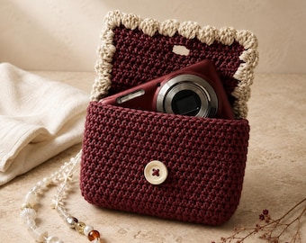 Crochet Camera Bag Pattern PDF, Digital Download, Crochet Camera Case Pattern, DIY Small Crossbody Bag, Vintage Camera Pouch