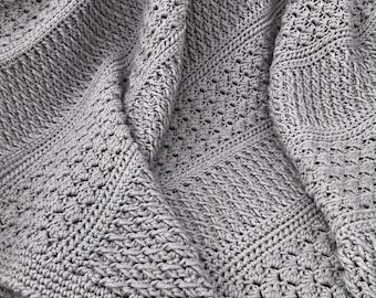 Silver Mist Textured Crochet Throw PATTERN (English & German only)