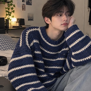 Unisex Oversized Crochet Stiped Sweater PATTERN