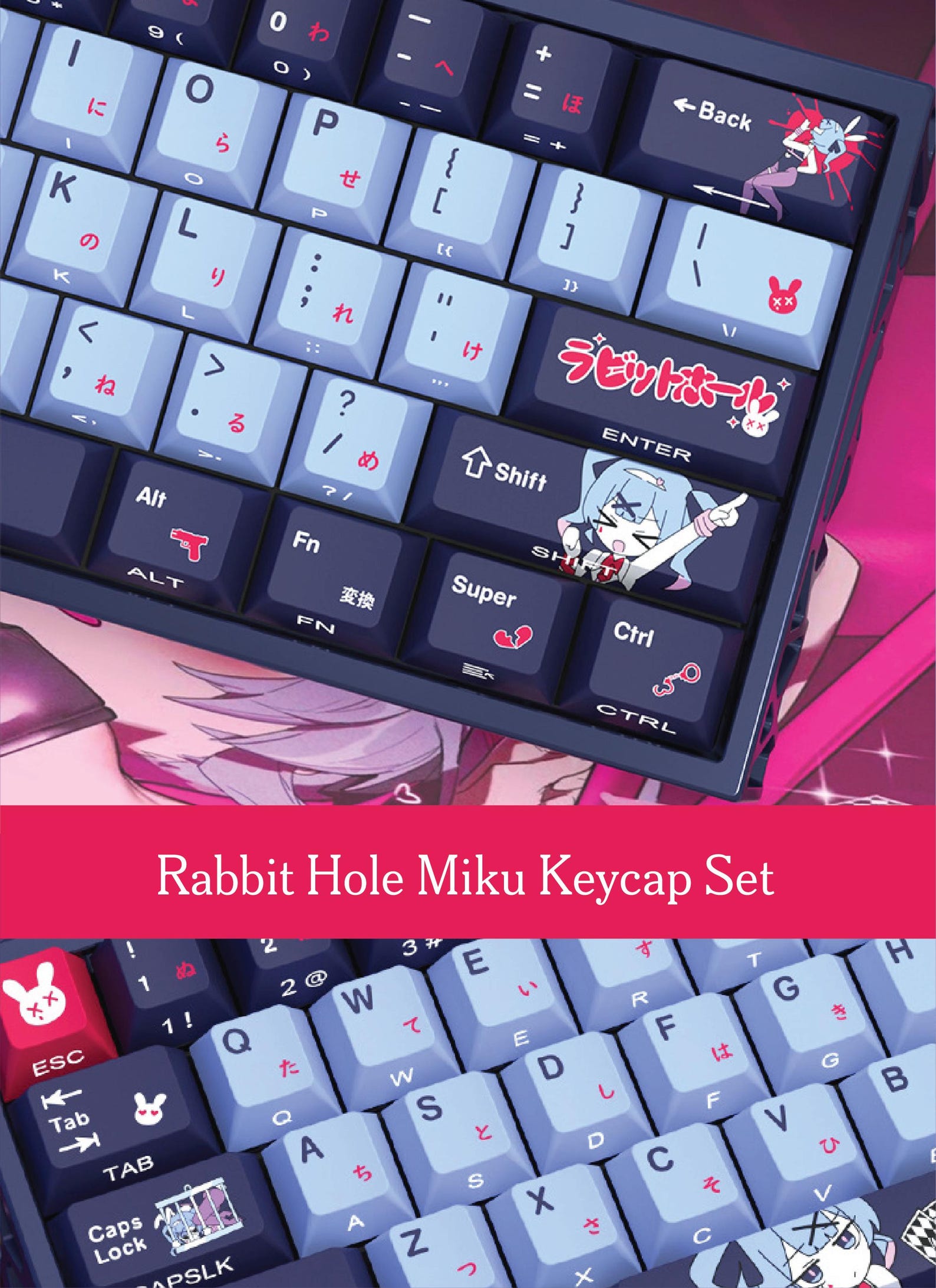 Rabbit Hole Miku Blue PBT Keycaps | Dye Sublimation Anime Key Cap Set ...