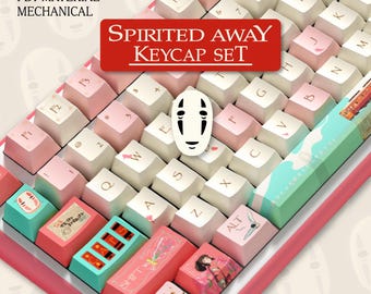 Spirited Away Ghibli Japanese Style 158 Keycaps Complete Set Mechanical, Custom Keycaps Anime PBT 158 KEYCAPS | Gifts Japanese Anime Cute