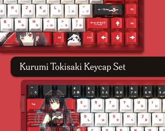 Kurumi Tokisaki Keycap Set | 129 PBT Mechanical Keyboard Keys | Date A Live Anime Red & Black