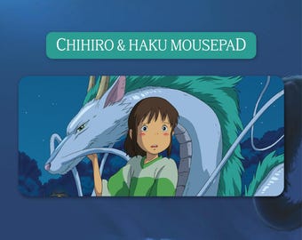 Chihiro Haku Studio Ghibli Schreibtischunterlage | Ghibli Ästhetik Maus Pad | Anti-Rutsch Premium genähtes Gaming Anime Mauspad (90 x 40 cm)