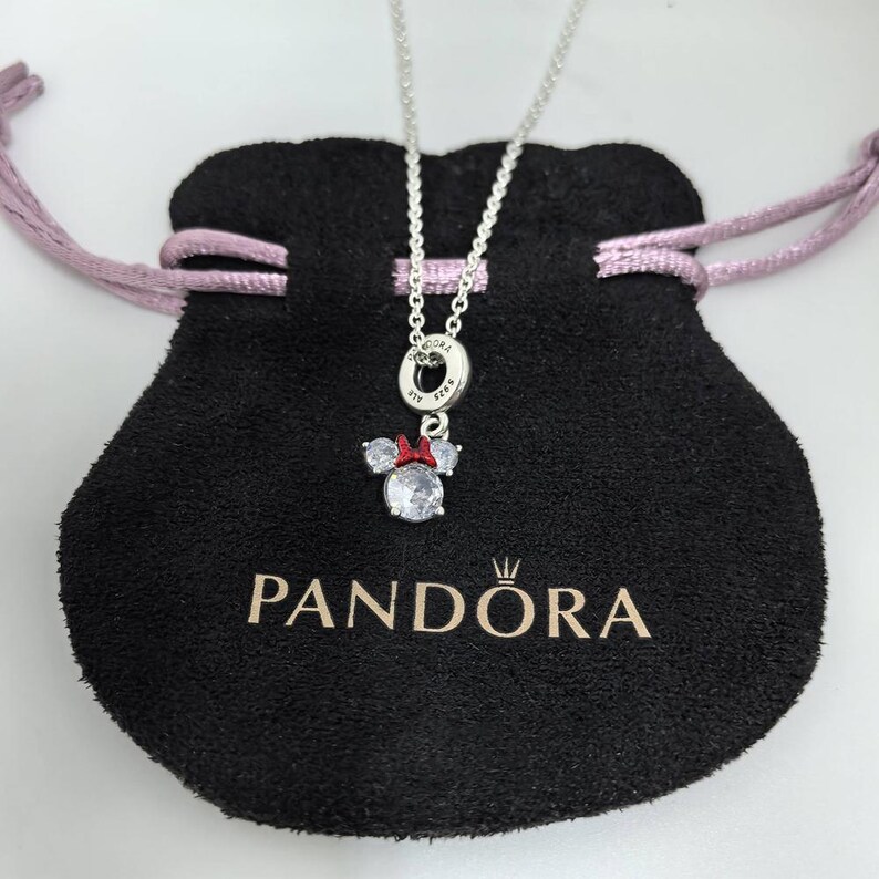 Naszyjnik Pandora ze srebra próby 925 z sylwetką Myszki Minnie, 45 cm zdjęcie 4