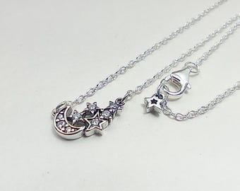 Naszyjnik Pandora Sparkling Moon & Star Collier ze srebra 45 cm