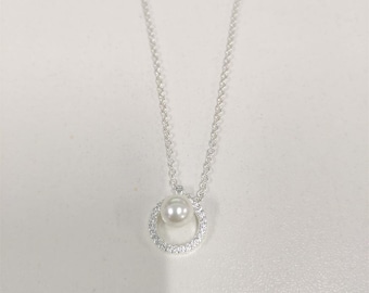 Naszyjnik Pandora z czystego srebra z perłami hodowlanymi słodkowodnymi w kształcie kółek, 45 cm