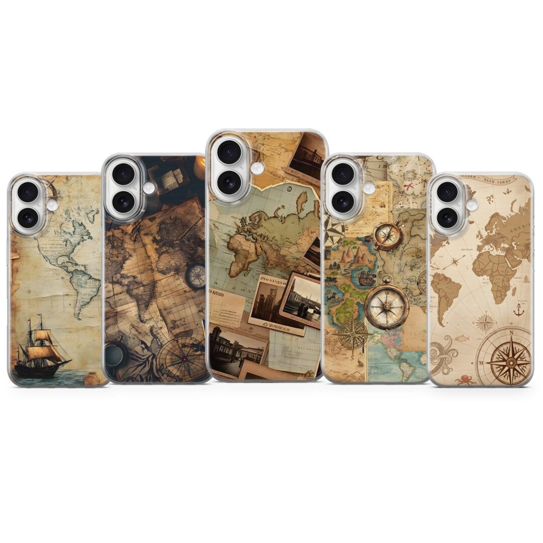Ios Map Front Cover Vintage Map Phone Case, Antique World Map Cover for iPhone 17 Pro Max ...
