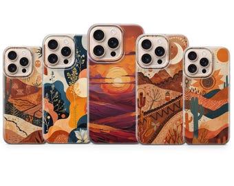 Funda para teléfono con estética desértica, funda de regalo de arte bohemio para iPhone 17 Pro Max, 16e, 15, 14, 12 y Samsung S25 Ultra, S24 FE, A56, Pixel 10 XL, 9a, 8