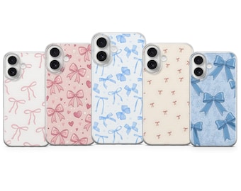 Capa de celular feminina com laço rosa para iPhone 17 Pro Max, 16e, 15, 14, 12 e Samsung S25 Ultra, S24 FE, A56, Pixel 10 XL, 9a, 8.