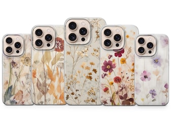 Funda para teléfono con flores secas, funda de regalo floral para iPhone 17 Pro Max, 16e, 15, 14, 12 y Samsung S26 Ultra, S24 FE, A56, Pixel 10 XL, 10a, 9
