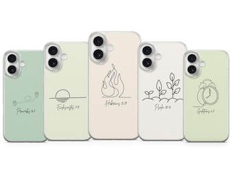 Funda minimalista cristiana con versículo bíblico para iPhone 17 Pro Max, 16e, 15, 14, 12 y Samsung S25 Ultra, S24 FE, A56, Pixel 10 XL, 9a, 8