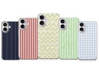 Funda minimalista a rayas para iPhone 17 Pro Max, 16e, 15, 14, 12, Samsung S25 Ultra, S24 FE, A56, Pixel 10 XL, 9a, 8, 7, 6