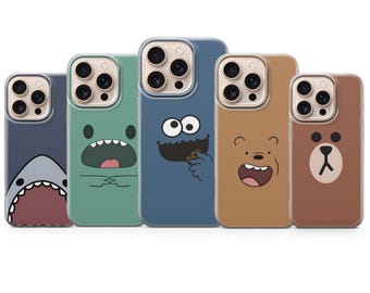 Funda para teléfono con diseño de cara de animal adorable, funda de regalo kawaii para iPhone 17 Pro Max, 16e, 15, 14, 12 y Samsung S26 Ultra, S24 FE, A56, Pixel 10 XL, 10a, 9