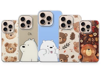 Funda de oso kawaii, funda de regalo de osito para iPhone 17 Pro Max, 16e, 15, 14, 12 y Samsung S25 Ultra, S24 FE, A56, Pixel 10 XL, 9a, 8