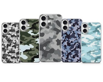 Funda de camuflaje para iPhone 17 Pro Max, 16e, 15, 14, 12, Samsung S25 Ultra, S24 FE, A56, Pixel 10 XL, 9a, 8, 7, 6