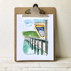 Ventura Pier Watercolor Print | California Art | California Landmarks | Ocean Art