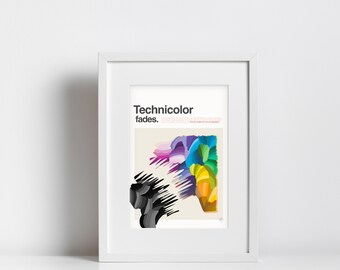 Technicolor Fades Illustration | Whimsical Colorful Drawing | Color Wheel | Housewarming Gift