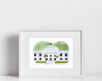 San Buenaventura City Hall Historic Building Watercolor Print