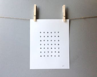 Minimalistic Watercolor Black Crisscross Print