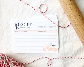 Recipe Card Set You're a Peach Watercolor | Whole30/Paleo Checkboxes | Gifts for Bakers | Housewarming Gift | Birthday Gift | Home Cook