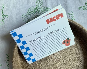 Ensemble de cartes de recettes de tomates à imprimé damier | Cadeaux pour les boulangers | Cadeau d'anniversaire | Accessoires de cuisine