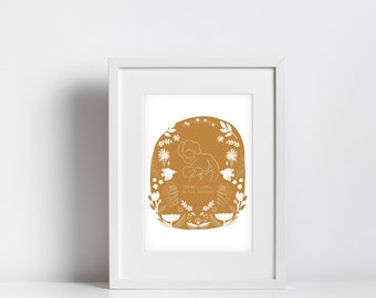 Femme qui allaite et son bébé inspirés Hygge | Cadeau baby shower | Cadeaux pour les nouvelles mamans | Cadeau de pendaison de crémaillère | Maternité