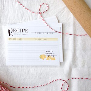 Conjunto de cartões de receitas Aquarela de limão Você é meu principal Squeeze 3,75"x5,25" com caixas de seleção Whole30/Paleo