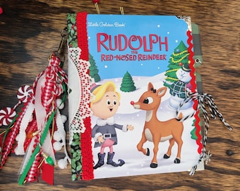 Christmas Keepsake Junk Journal, Rudolph the Red-Nosed Reindeer Little Golden Book, December Daily