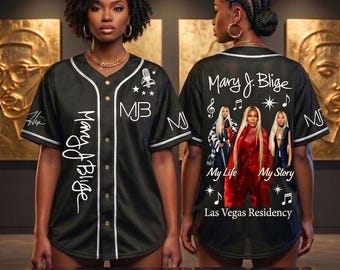Mary J Blige My Life My Story Baseball Jersey, Las Vegas Residency Black Shirt, Custom MJB Concert Tour Merch, Hip Hop Soul Fan Gift