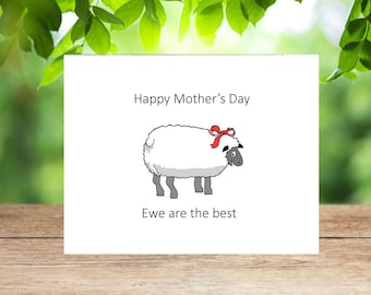 happy mothers day, mothers day card, mothers day gift, funny mothers day card, mothers day card farm, mothers day sheep card, i love ewe