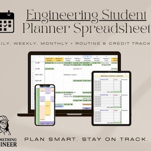 Feuille de calcul pour étudiants en génie | Modèle simple de planning universitaire (feuilles Excel et Google)