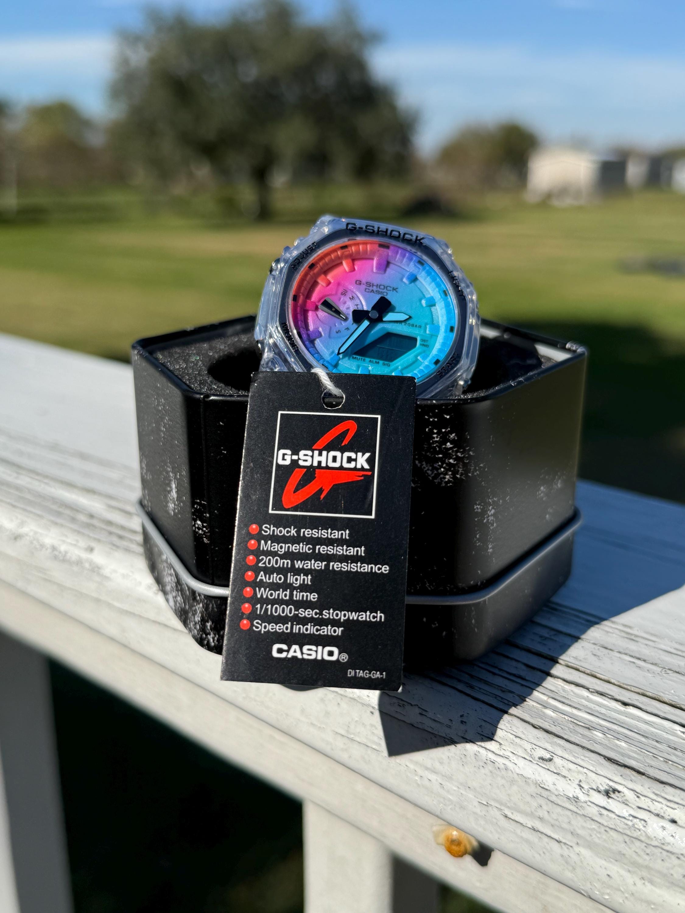 G-Shock Watch Blue hot pink detail G-Shock CasiOak Blue Flamingo – Limited Edition – IFL Watches main image 2