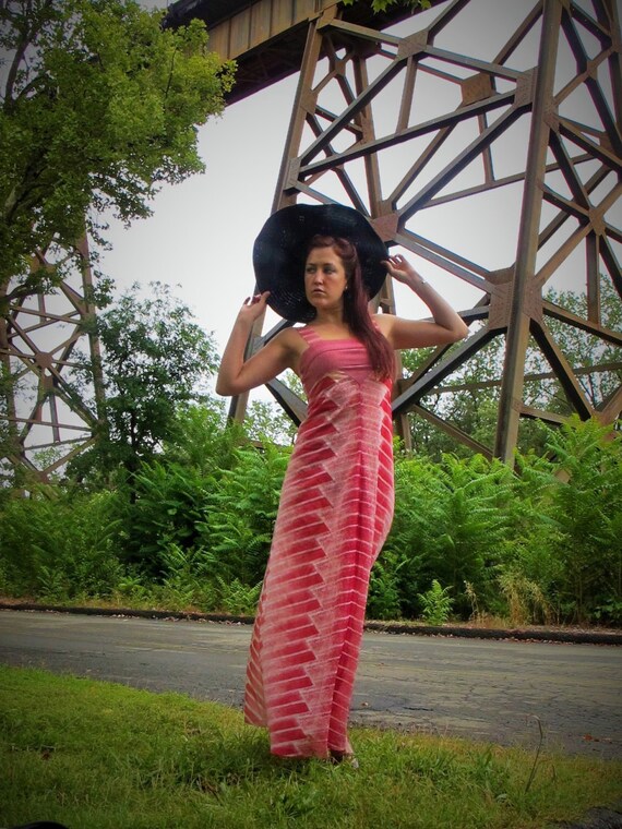 1970s Geometric DRESS Dusty Rose Desert Tank Vintage // Size: S / M