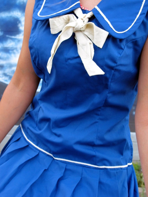 1950s sailor DRESS pleats peter pan collar Union Made… Gem
