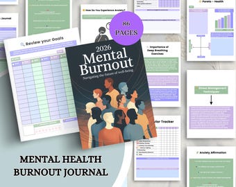 Mentales Burnout Notizbuch | Selbstfürsorge-Arbeitsbuch (druckbares PDF)