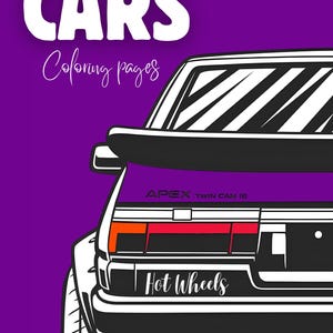 Legendary Cars Coloring Pages: unieke moderne, klassieke en aangepaste auto's met coole typografische achtergronden voor tieners, jongens en volwassenen (pdf)