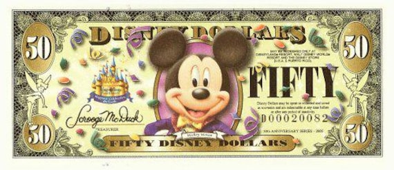 Disney Dollars - Complete 4-piece Set - Collectible Banknotes