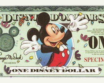 $1 Mickey Mouse - Disney 2000 SPECIMEN - Home Decor for Fans - Birthday Gift - Party Favors