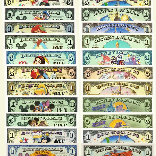Dólares Disney - 12 piezas - Billetes coleccionables - Decoración para fans - Regalo de cumpleaños - Recuerdos de fiesta