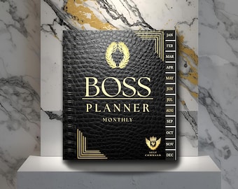 BOSS Digitaler Planer | Schwarz & Gold PDF Undatiert | Monatlicher Wochen-Tagesplaner | GoodNotes iPad