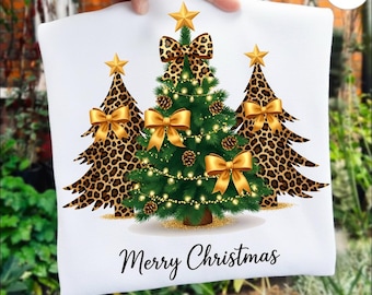 Leopard Print Christmas Tree PNG: Coquette Bow Design (Digital Download
