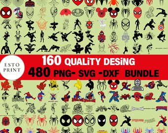 Spider Man SVG Bundle | 160 Designs – 480 Files (Svg PNG DXF) | Superhero Cut Files for Cricut Silhouette | ESTOprint