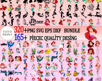 Ariel SVG bundle – 320+ png svg eps dxf files with 165+ colorful Little Mermaid designs