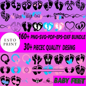 30+ Designs Baby Feet Svg Bundle Layered Item, Newborn Foot Cricut, Silhouette, Clipart, Vector Cut File, New Baby Svg, Png, Dxf, Eps Files