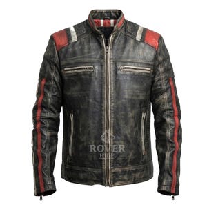 Handgemaakt groen leren caféracerjack: retro bikerstijl heren Handgemaakt groen leren caféracerjack: retro bikerstijl heren
