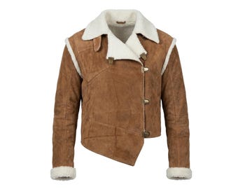 Cal Kestis Jedi Survivor Jacket | Star Wars Brown Suede Shearling Leather Coat, Faux Fur Winter Cosplay Jacket for Men