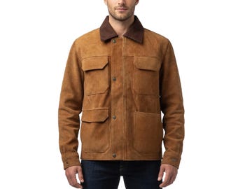 The Last Of Us Joel Jacket | Brown Suede Leather Jacket | TLOU Trucker Style Jacket | Pedro Pascal Cosplay Coat