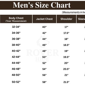 Puede incluir: Tabla de tallas para hombre con medidas en pulgadas. La tabla incluye tallas de 2XS a 5XL, detallando pecho, pecho de chaqueta, hombro y largo de manga. Dise&ntilde;ado para chaquetas.