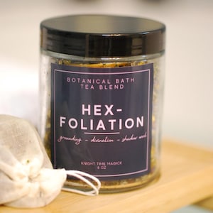 Sales de baño botánicas personalizadas, vapor de ducha de bruja con trabajo de sombras hexagonales